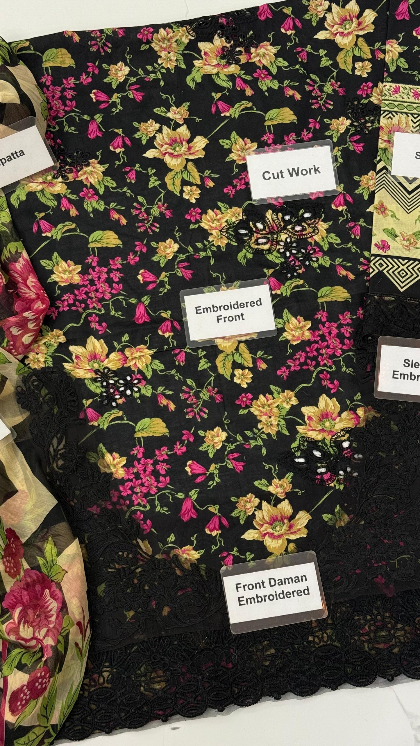 3pc Digital Print Embroidery Suit