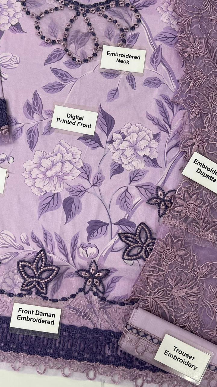 3pc Digital Print Embroidery Suit