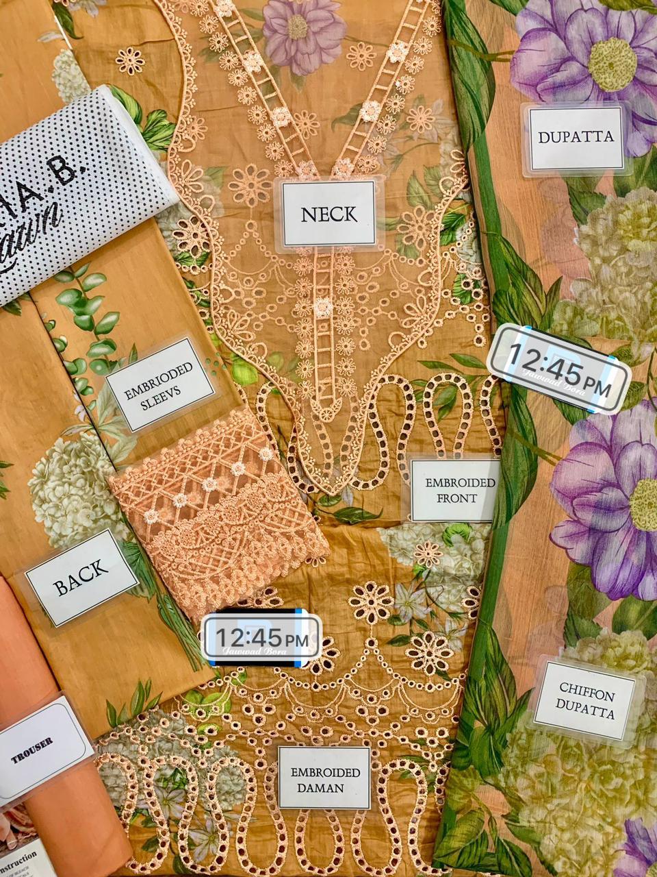 3pc Print Embroidery Suit