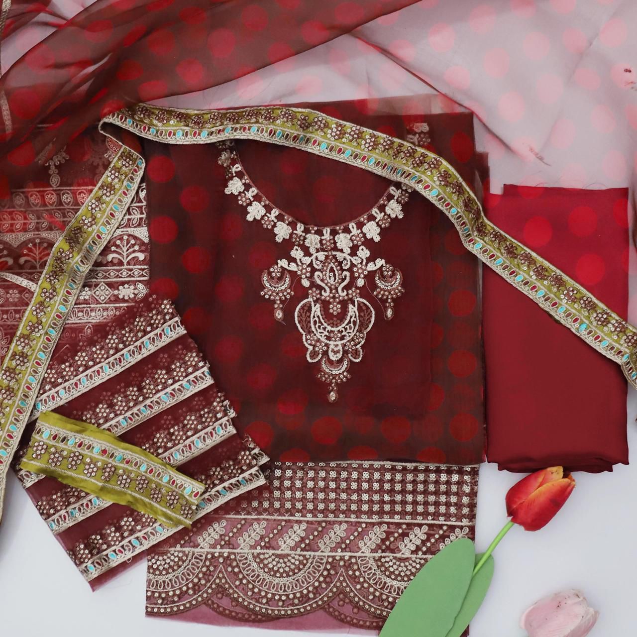 Luxury 3pc Fancy Emb Suit