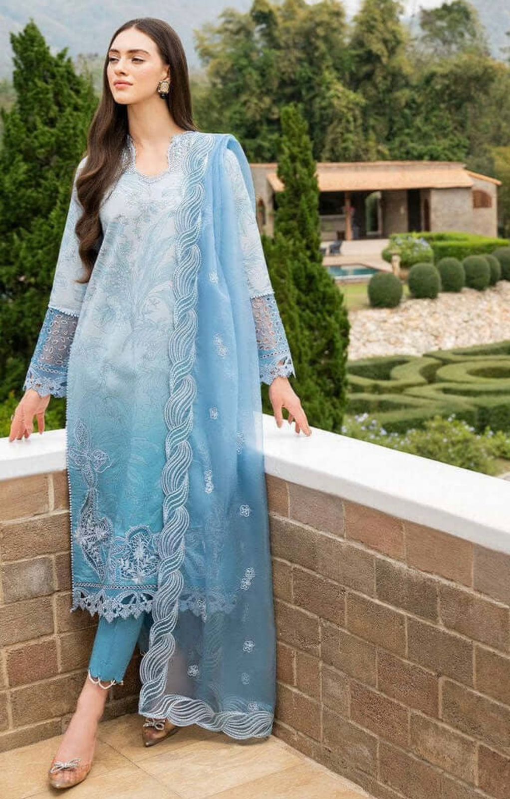 3pc Digital Print Embroidery Suit