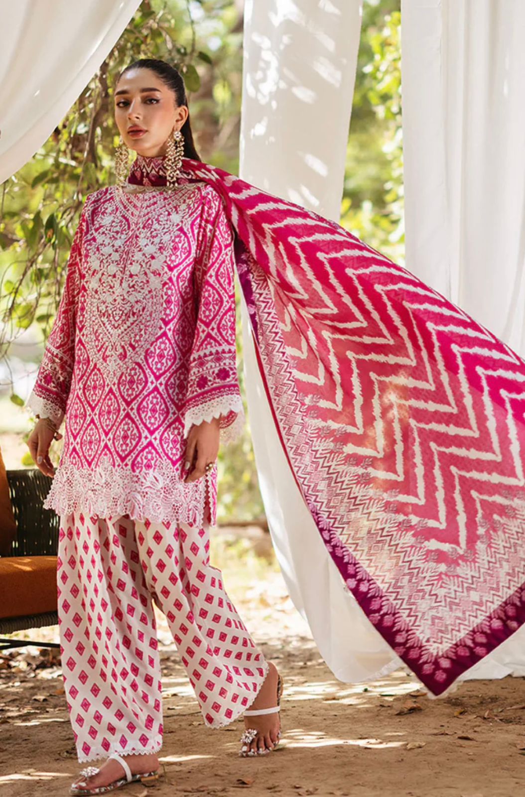 3pc Digital Print Embroidery Suit