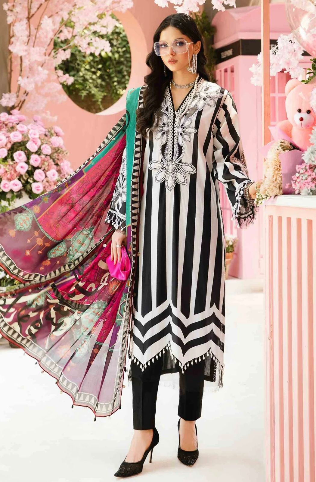 3pc Digital Print Emb Suit