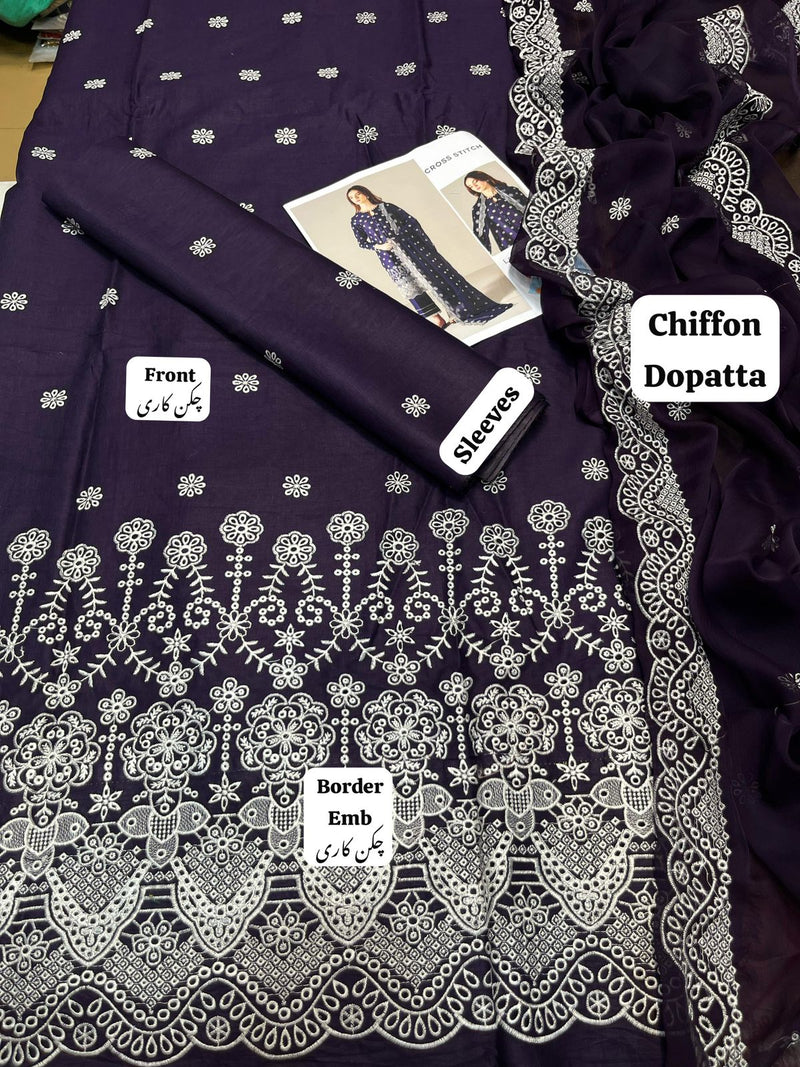 3Pc Lawn Embroidery Suit