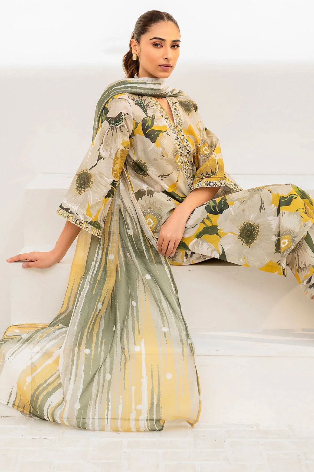 3pc Digital Print Emb Suit