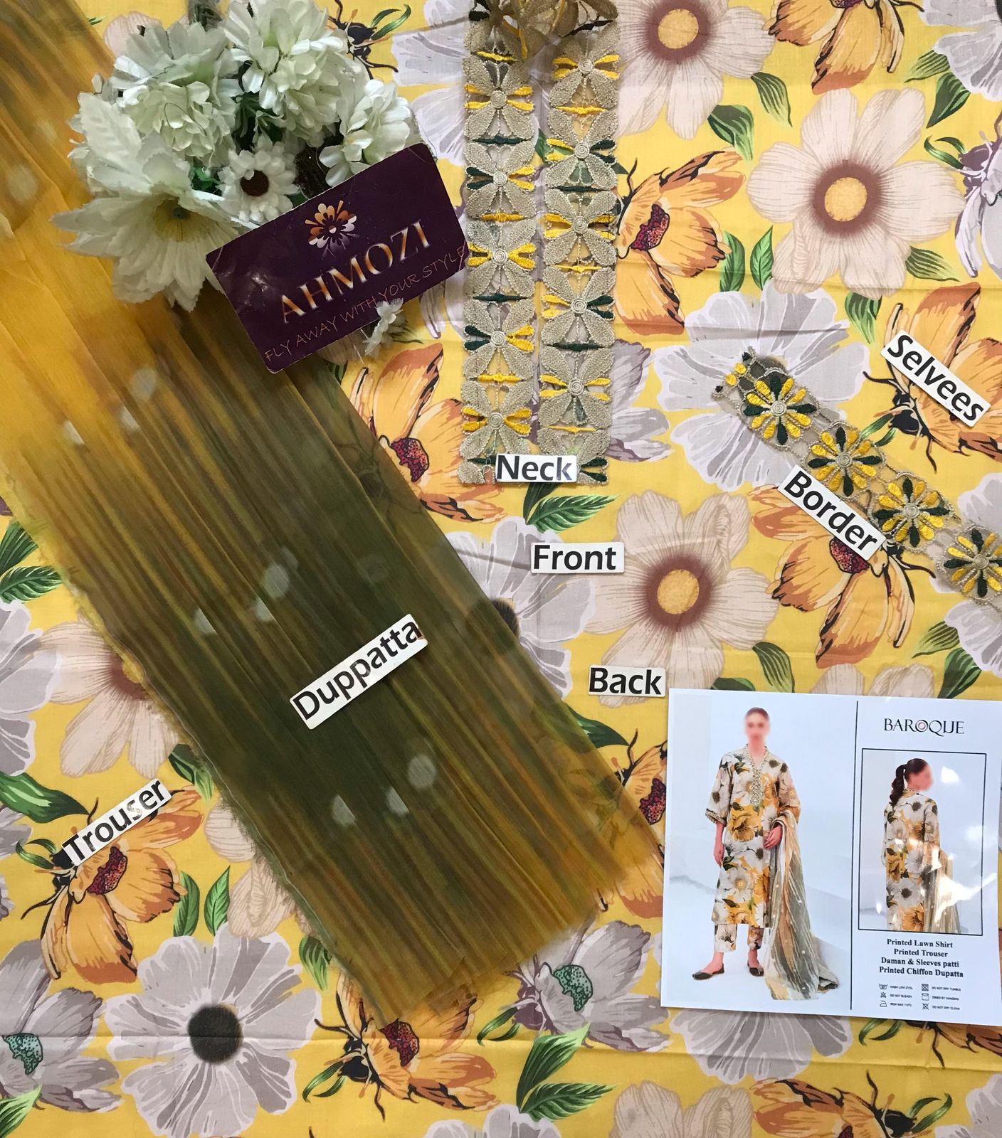 3pc Digital Print Emb Suit