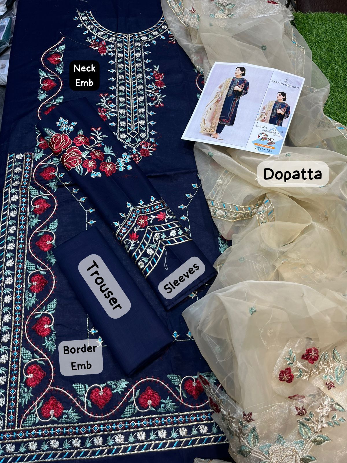 3pc Embroidery lawn Suit