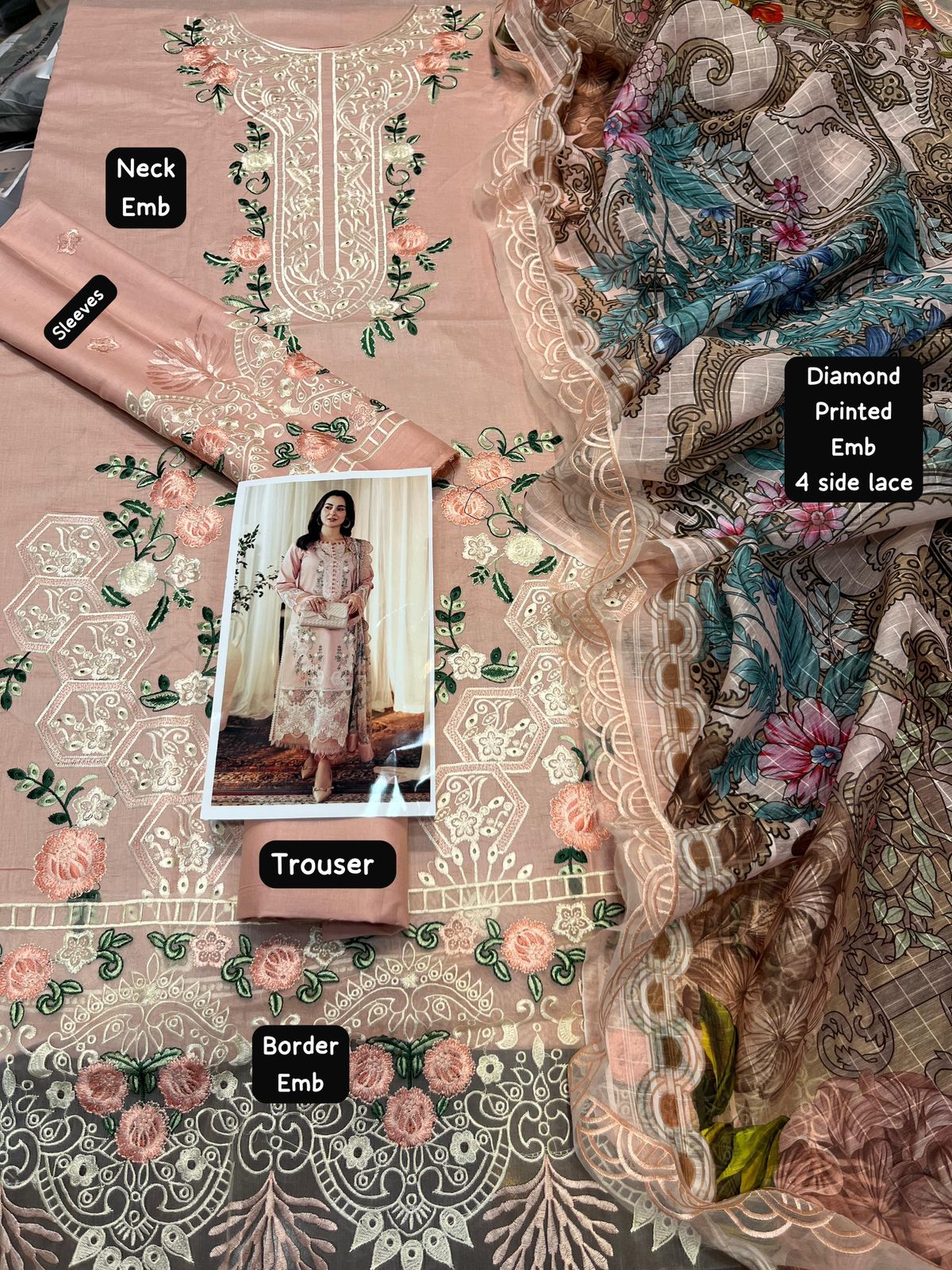 3pc Embroidery Lawn Suit