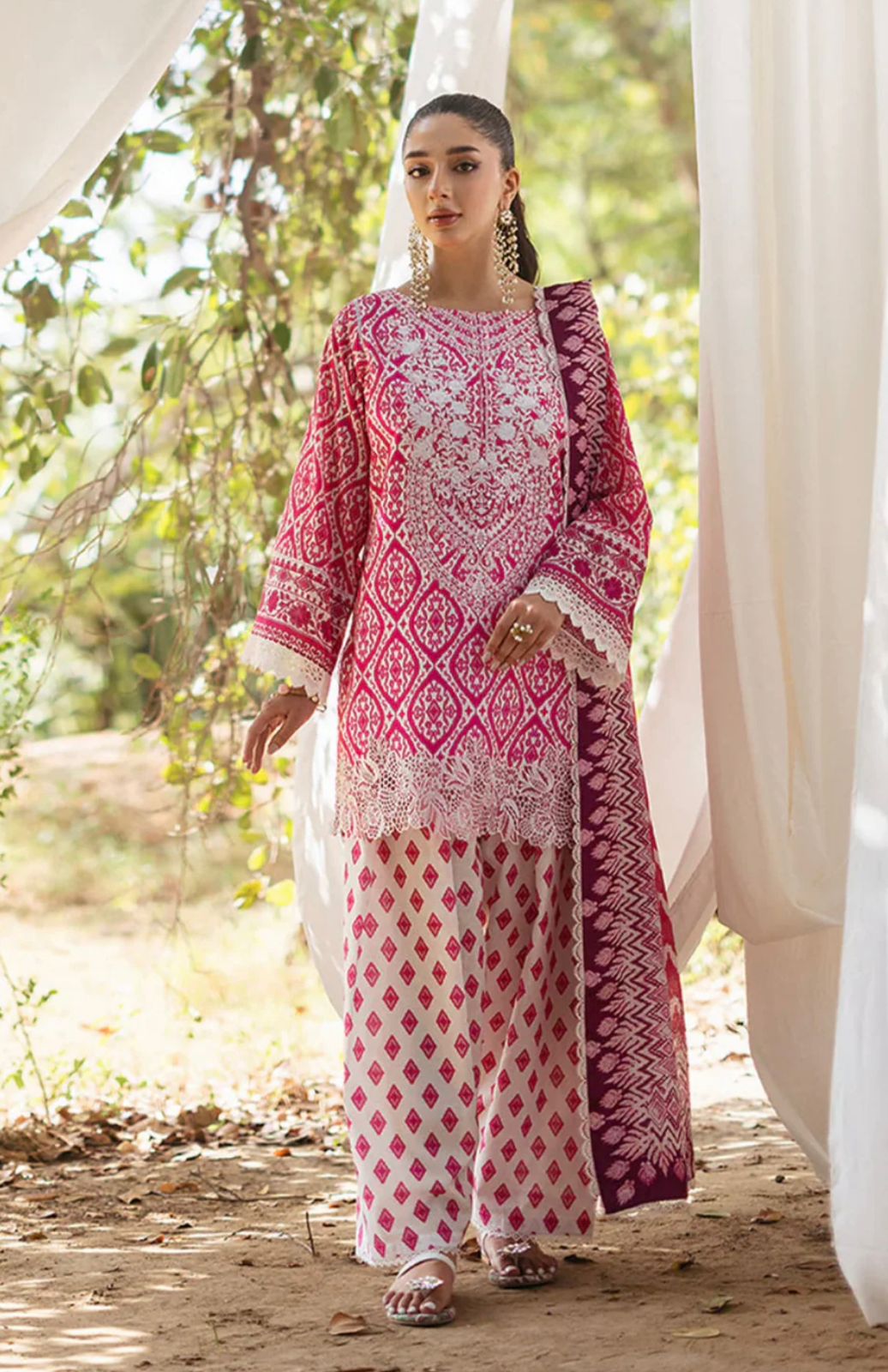 3pc Digital Print Embroidery Suit