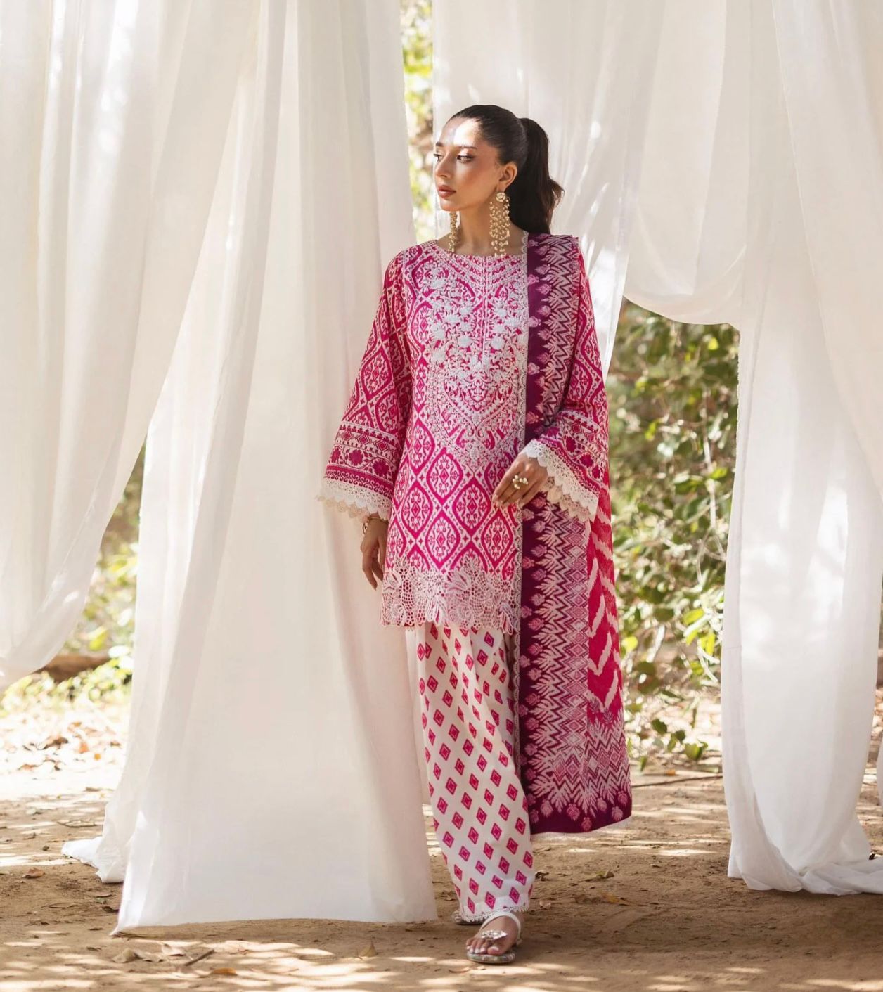 3pc Digital Print Embroidery Suit