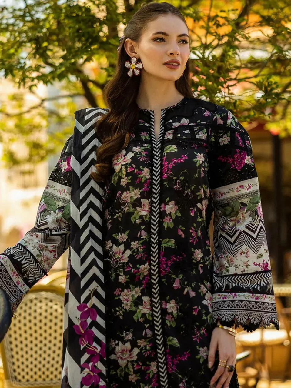 3pc Digital Print Embroidery Suit