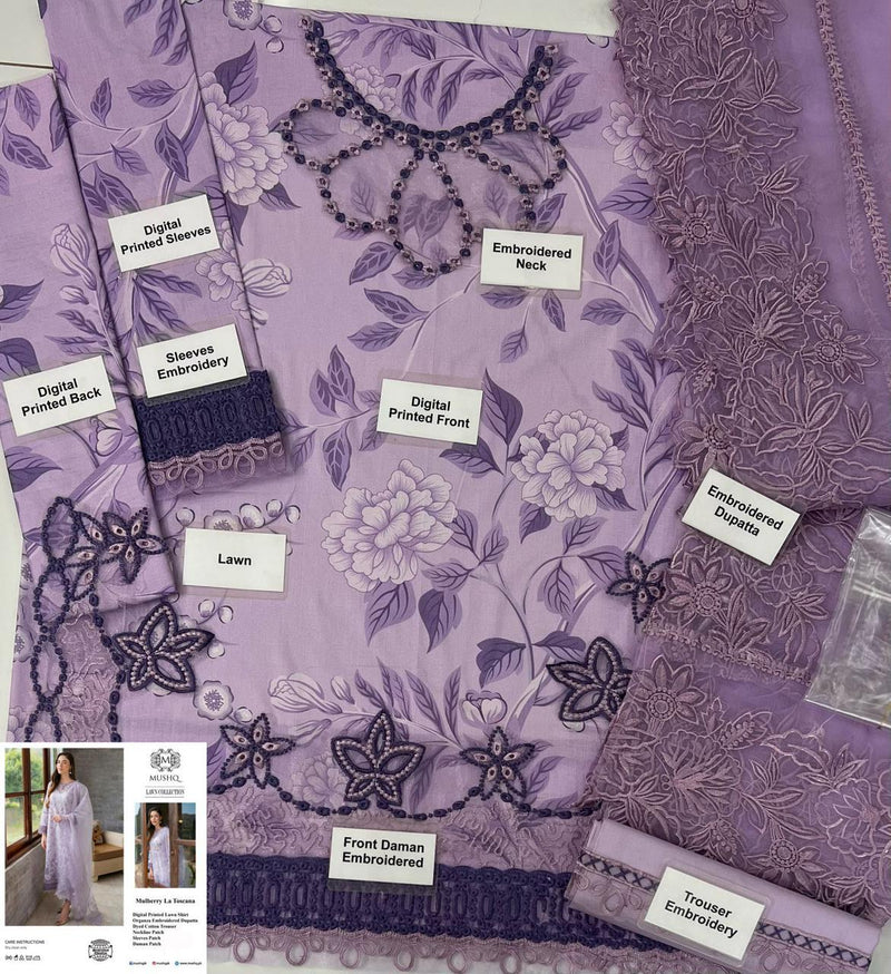 3pc Digital Print Embroidery Suit