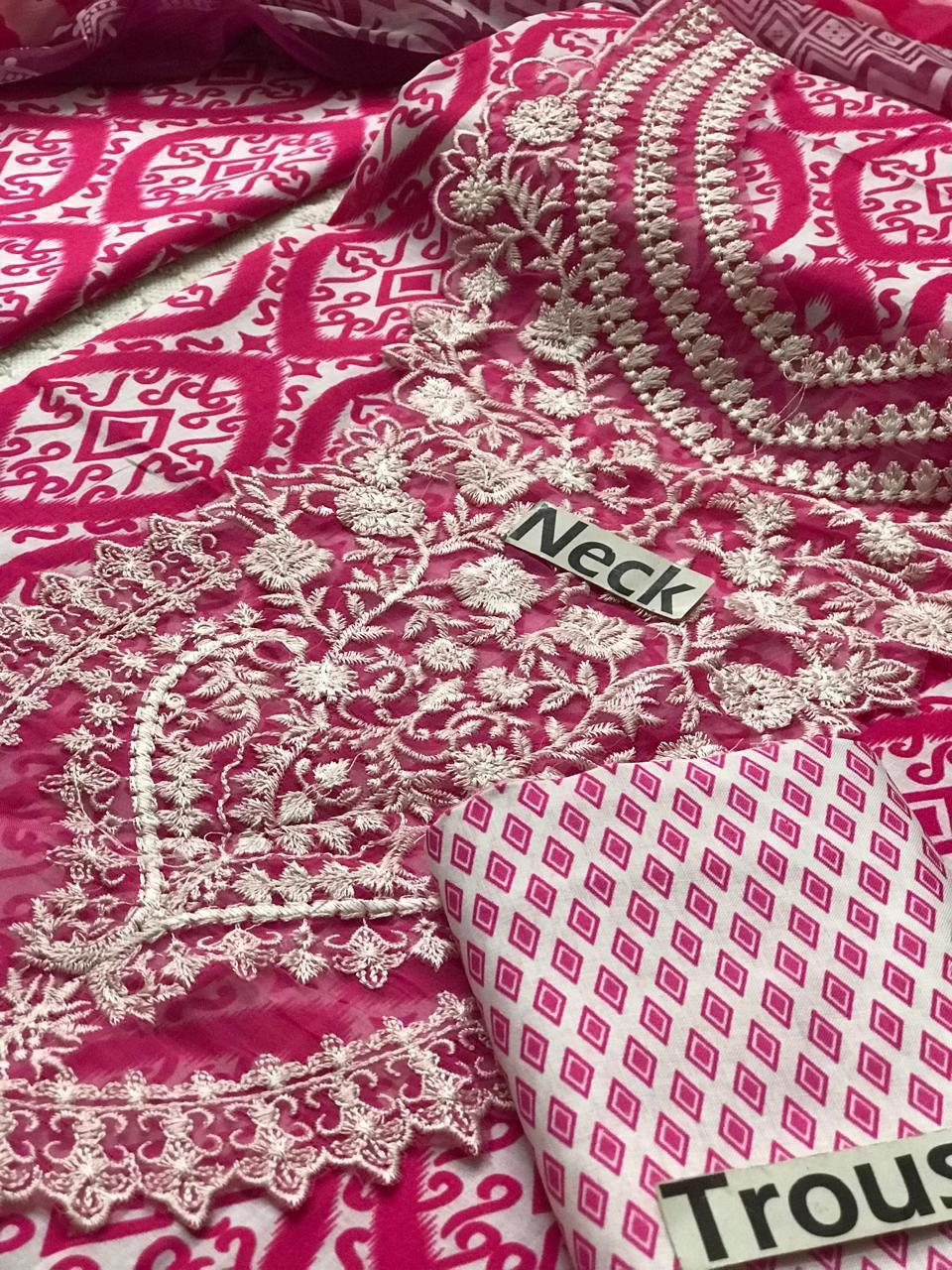 3pc Digital Print Embroidery Suit