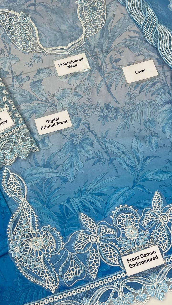 3pc Digital Print Embroidery Suit