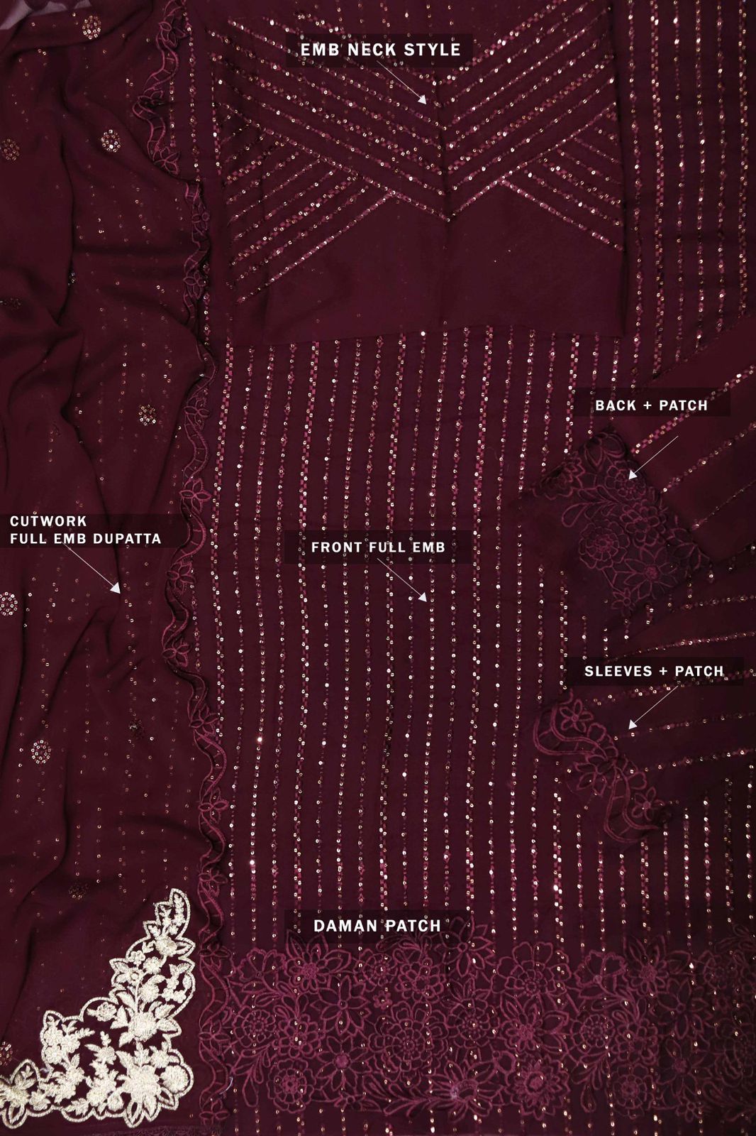 Luxry 3pc Fancy Emb Suit