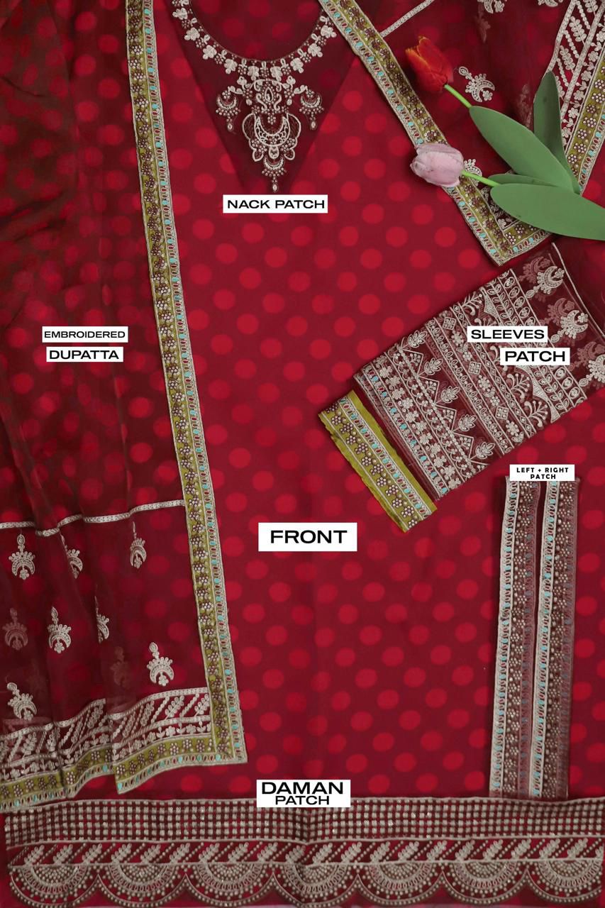 Luxury 3pc Fancy Emb Suit